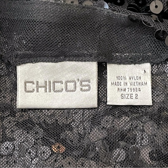 Chico’s Travelers Collection Sequin Ginger Jacket holiday party black tie - Picture 11 of 13